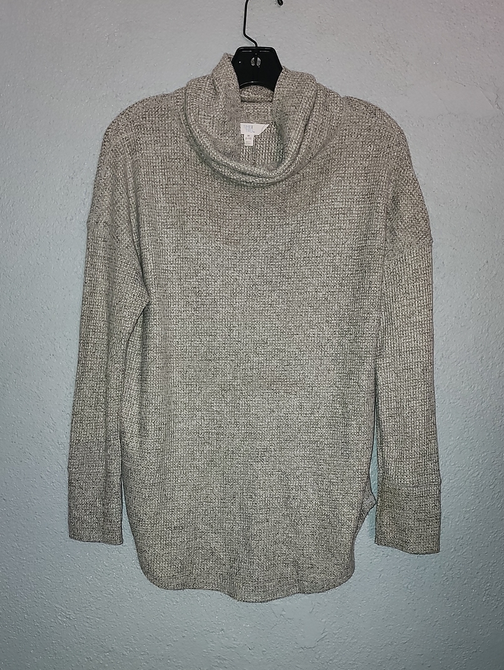 Time and Tru Light Gray Cowl Neck Pullover Sweater